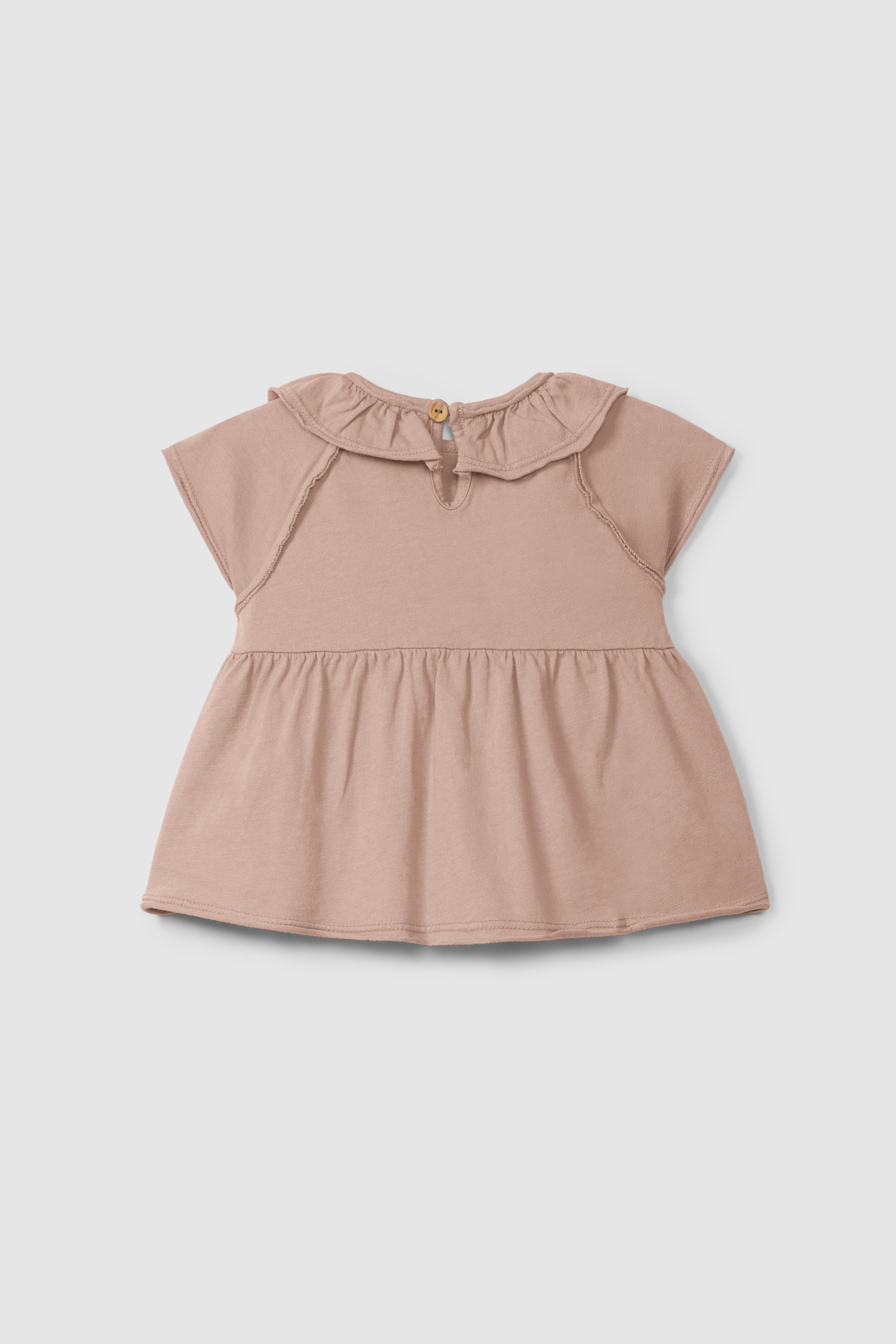 PLAIN JERSEY T-SHIRT WITH RUFFLED COLLAR