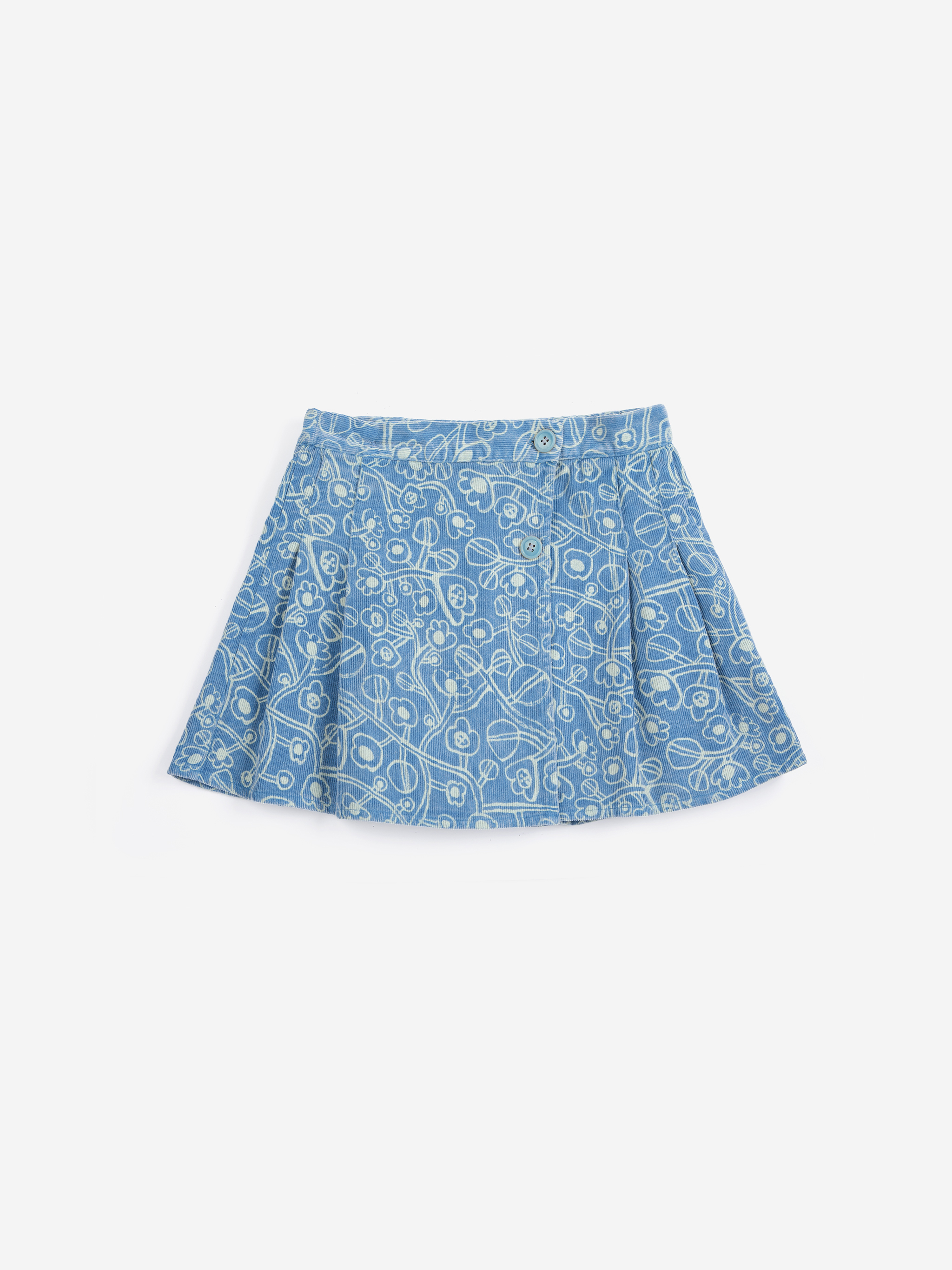 SKETCHY FLOWERS ALL OVER CORDUROY SKIRT