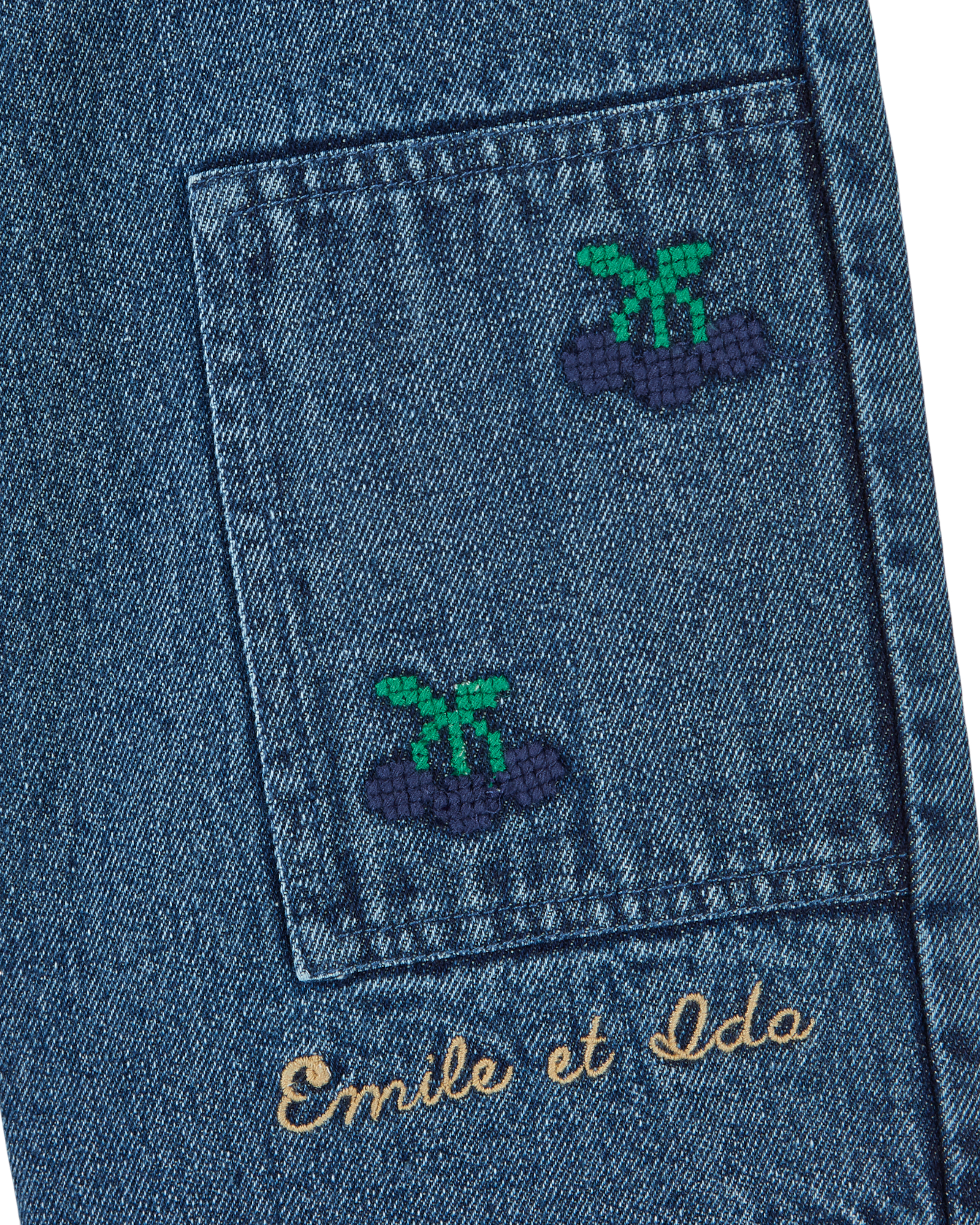 EMBROIDERED DENIM TROUSERS