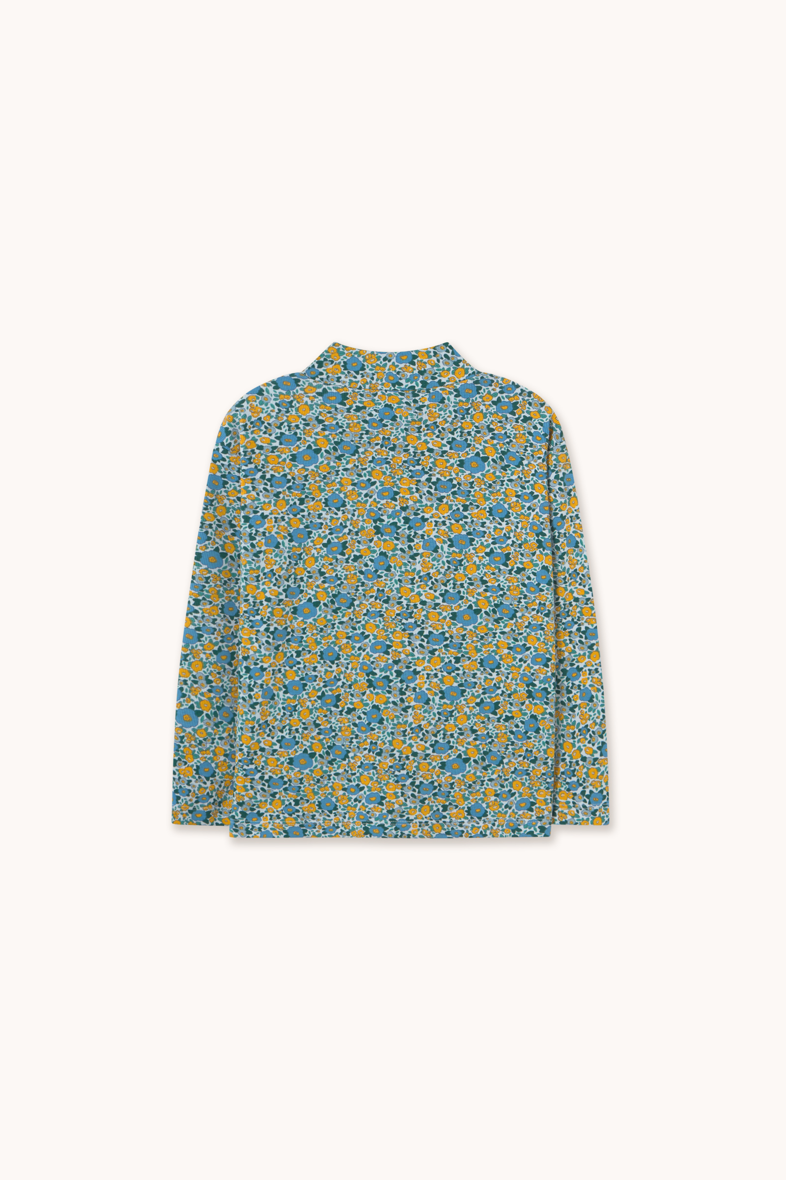 FLOWER PATTERN RIB MOCKNECK