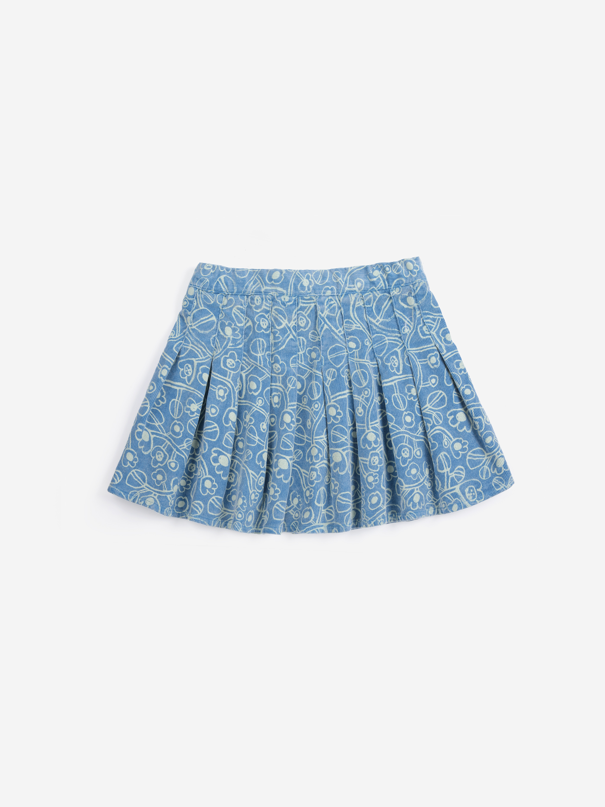 SKETCHY FLOWERS ALL OVER CORDUROY SKIRT
