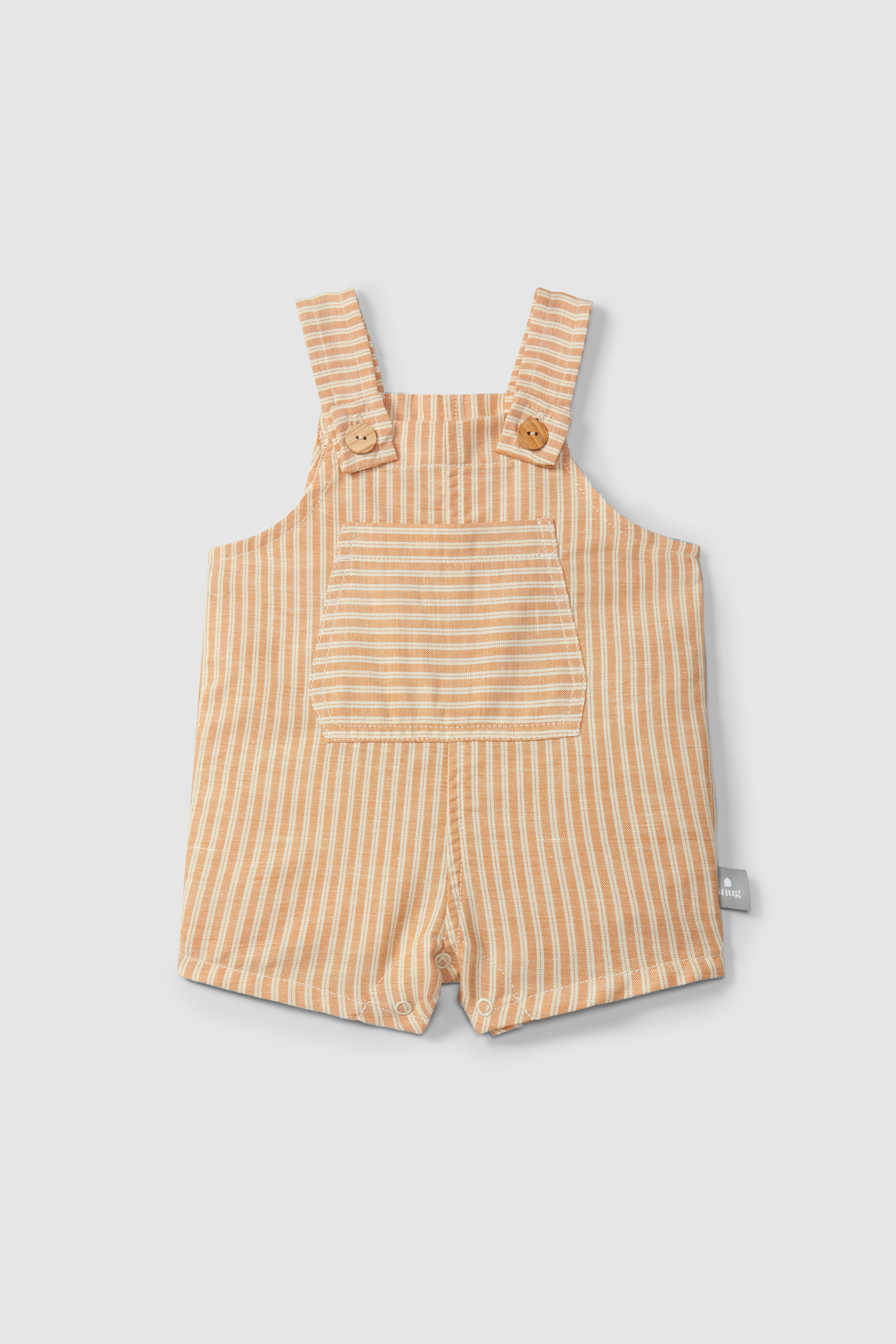 DUNGAREE SHORTS IN STRIPED FABRIC WITH POCKET