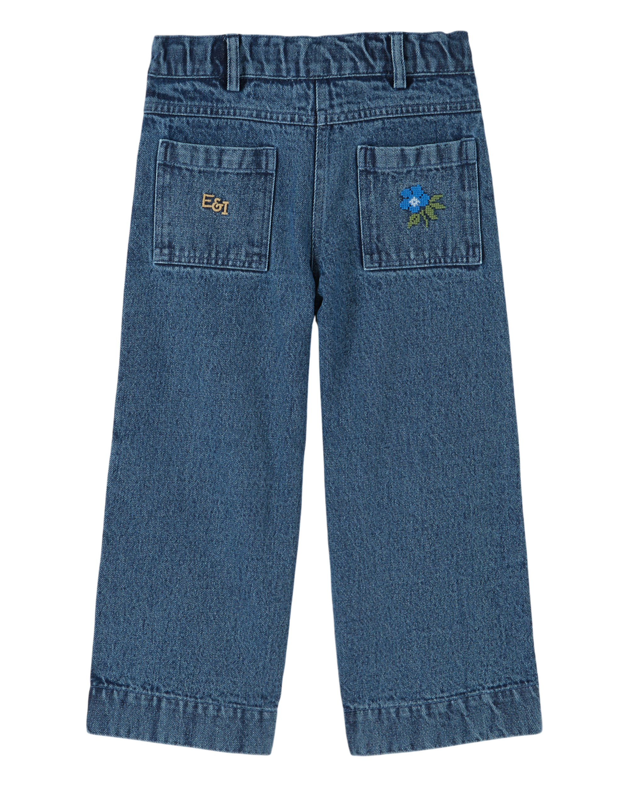 EMBROIDERED DENIM TROUSERS