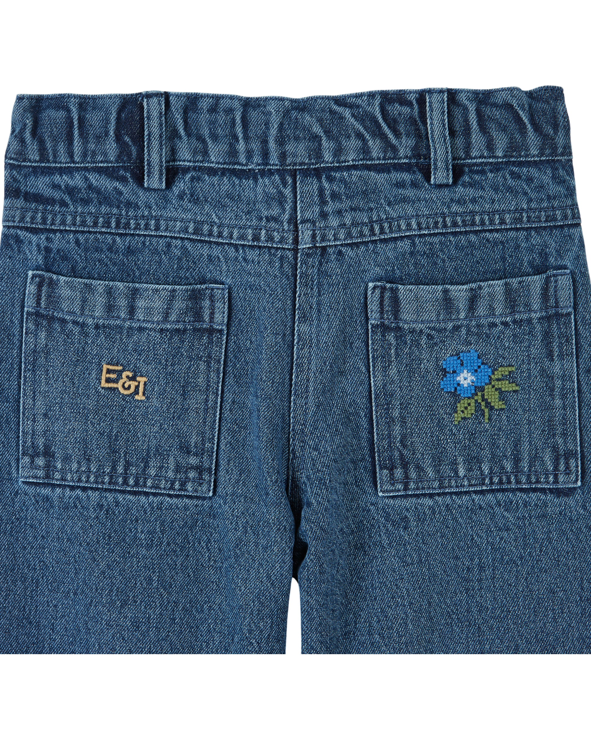 EMBROIDERED DENIM TROUSERS
