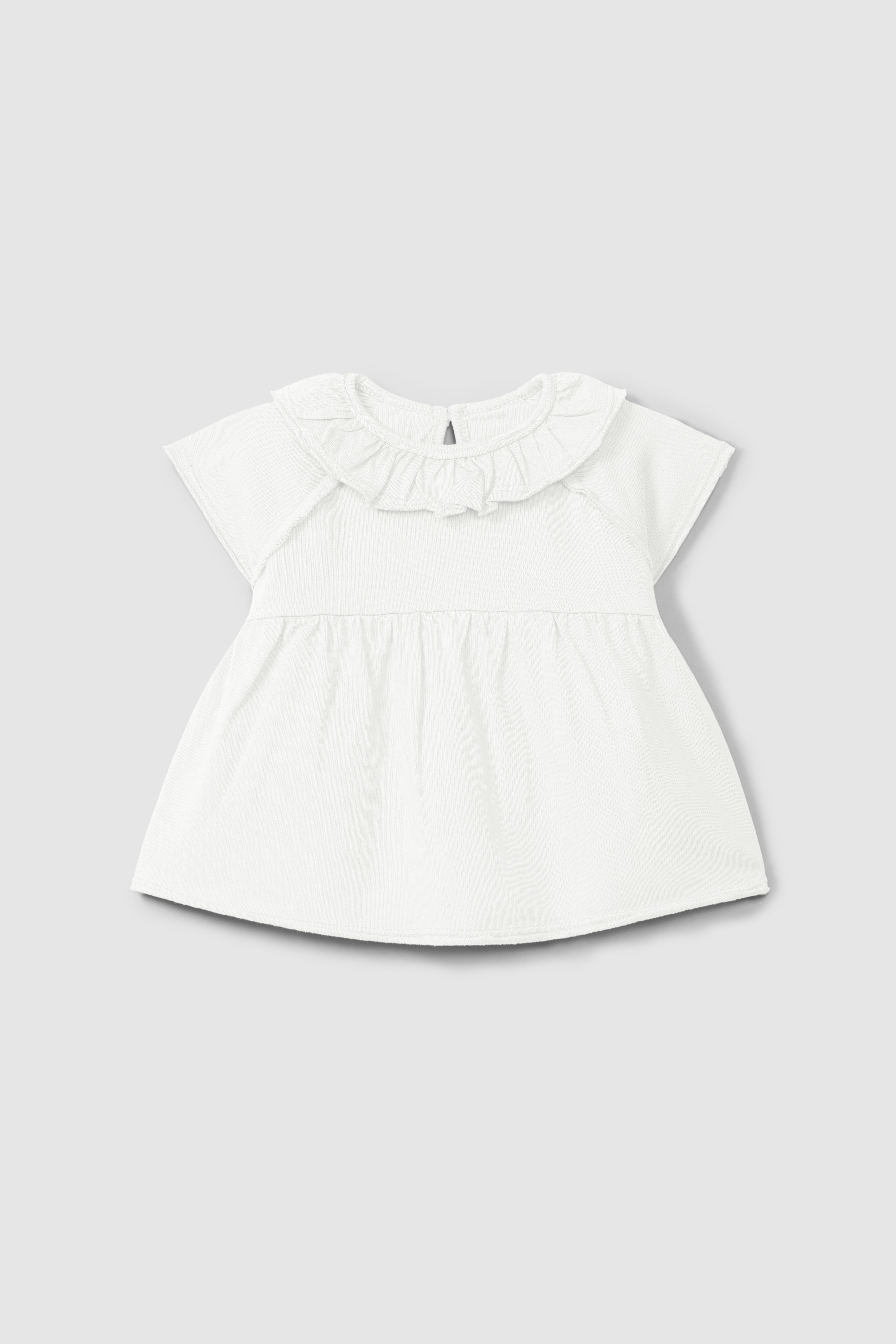 PLAIN JERSEY T-SHIRT WITH RUFFLED COLLAR