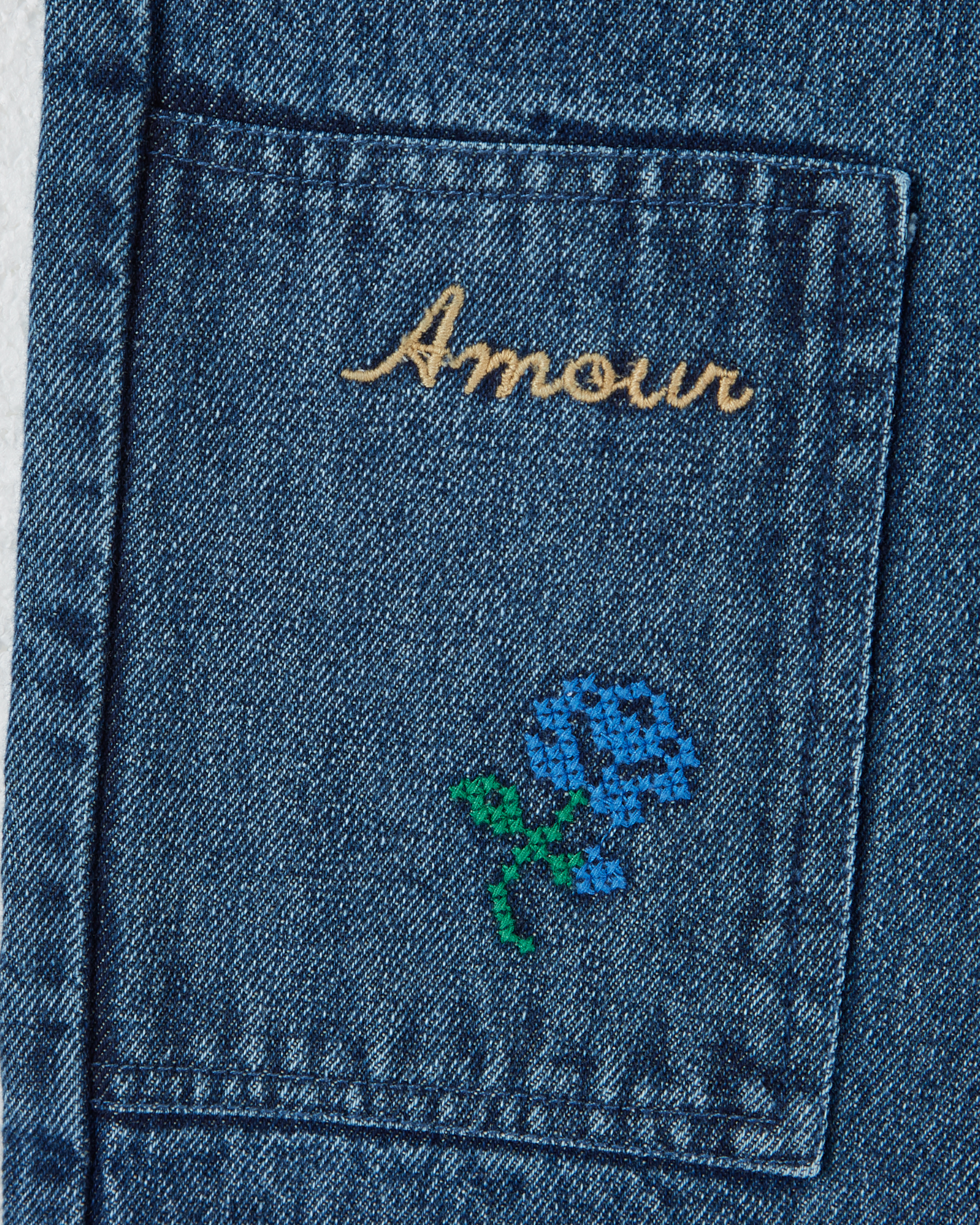 EMBROIDERED DENIM TROUSERS