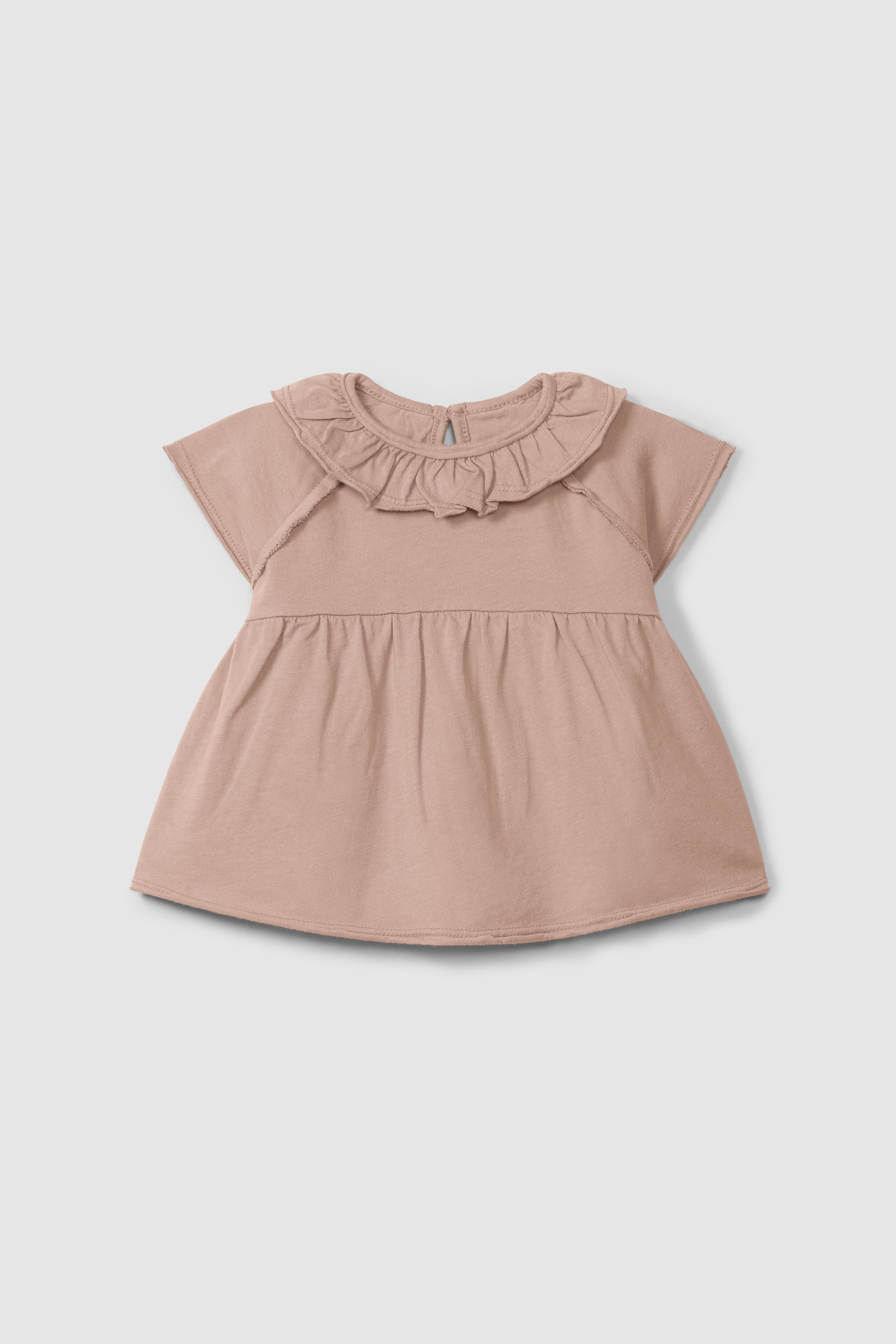 PLAIN JERSEY T-SHIRT WITH RUFFLED COLLAR