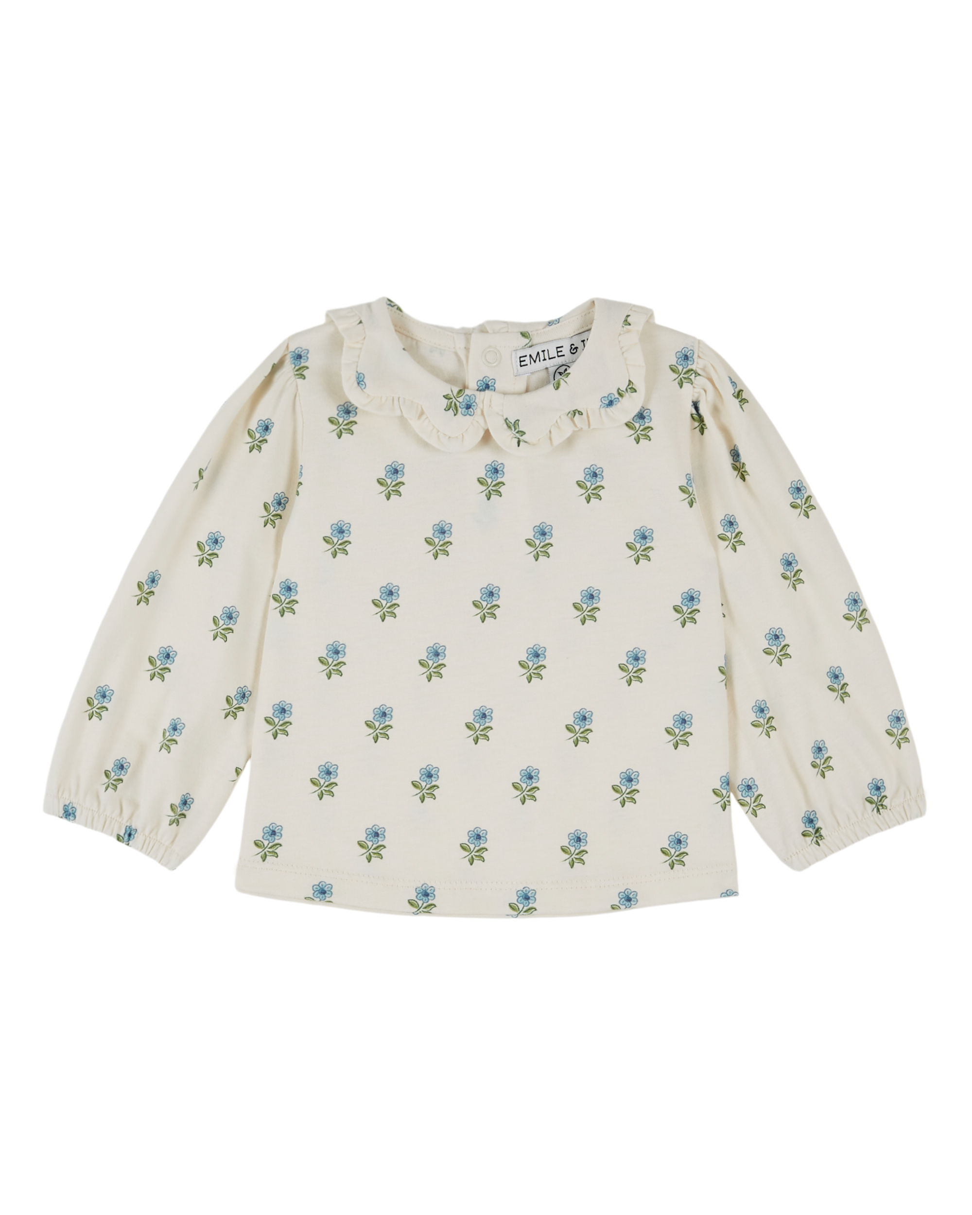 FLORAL-COLLAR JERSEY BLOUSE