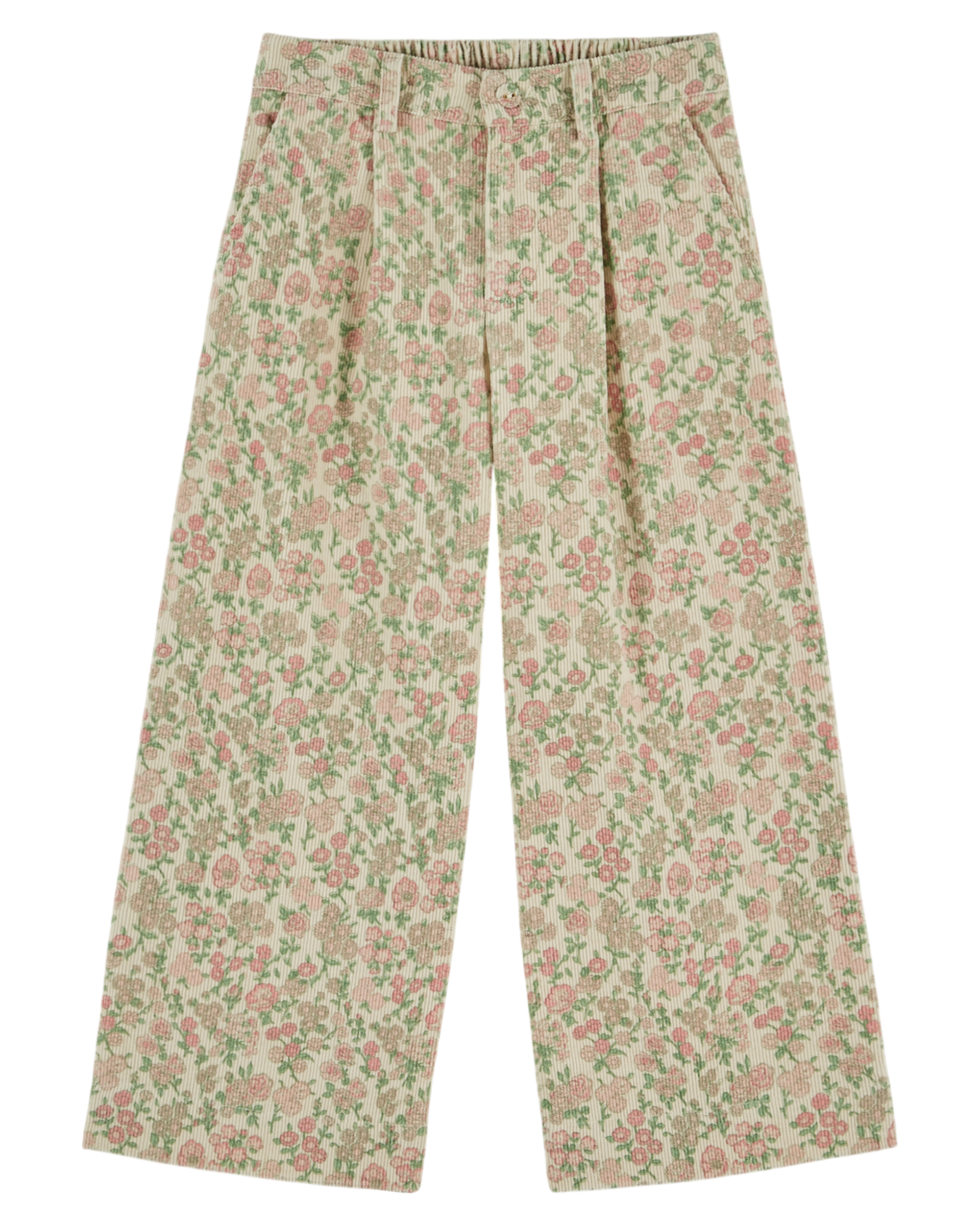 WIDE-LEG VELVET PRINT TROUSERS