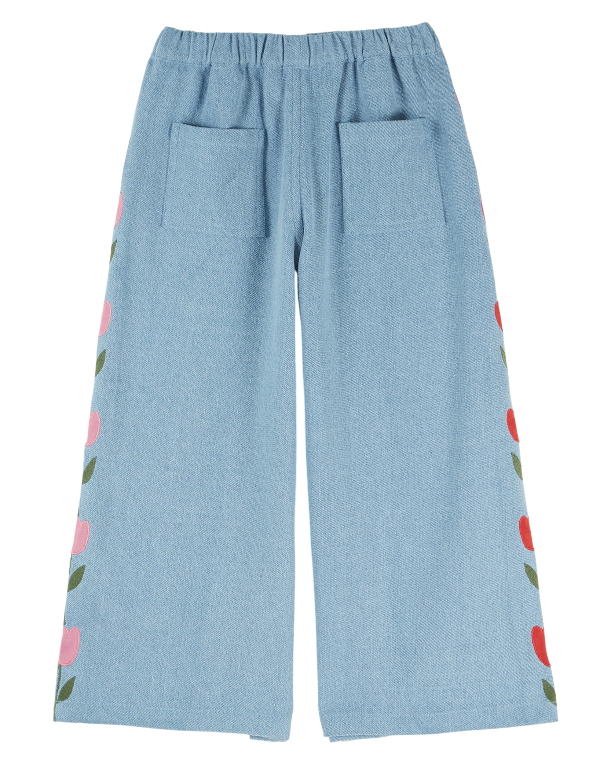 DENIM TROUSERS WITH TULIP EMBROIDERY