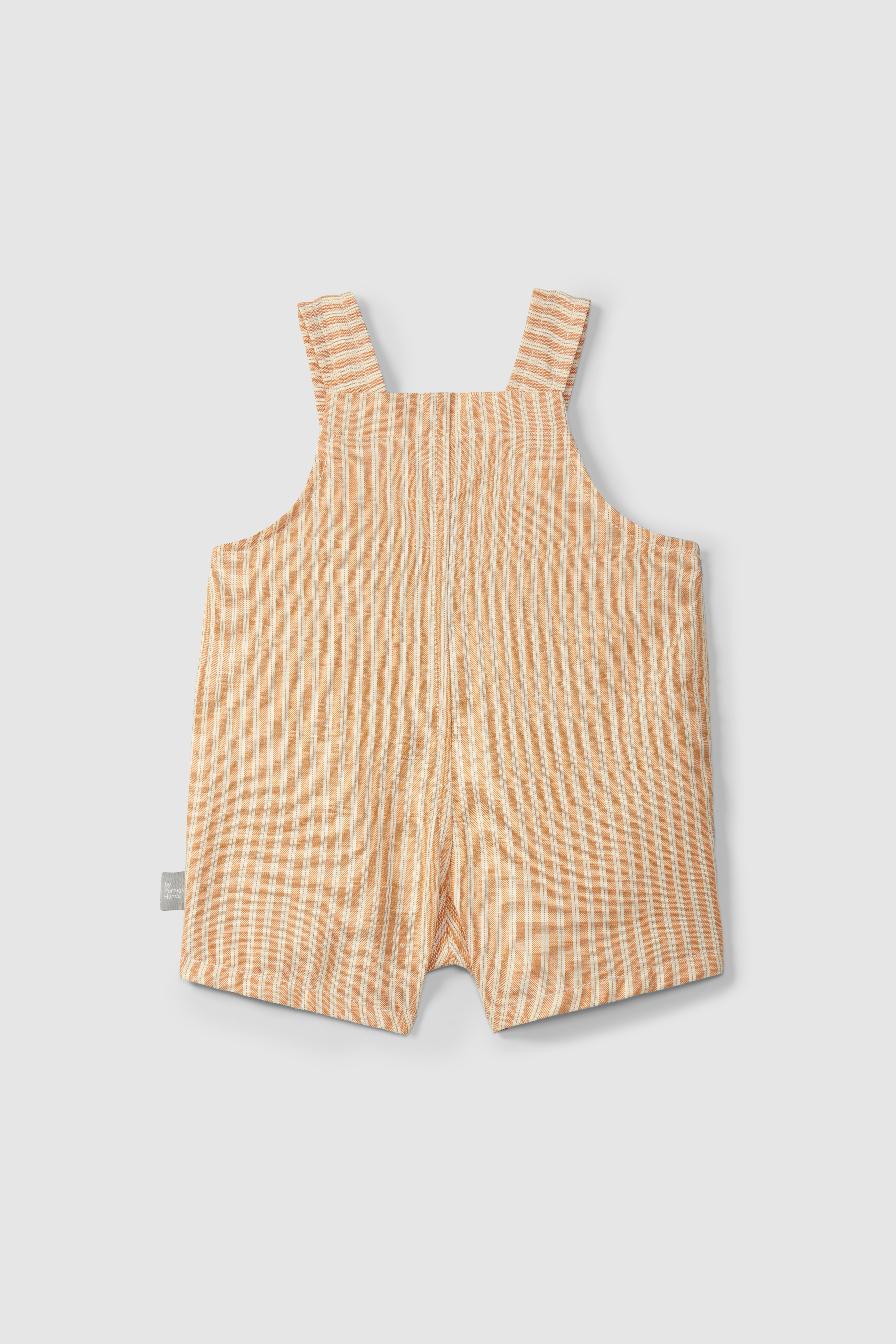 DUNGAREE SHORTS IN STRIPED FABRIC WITH POCKET