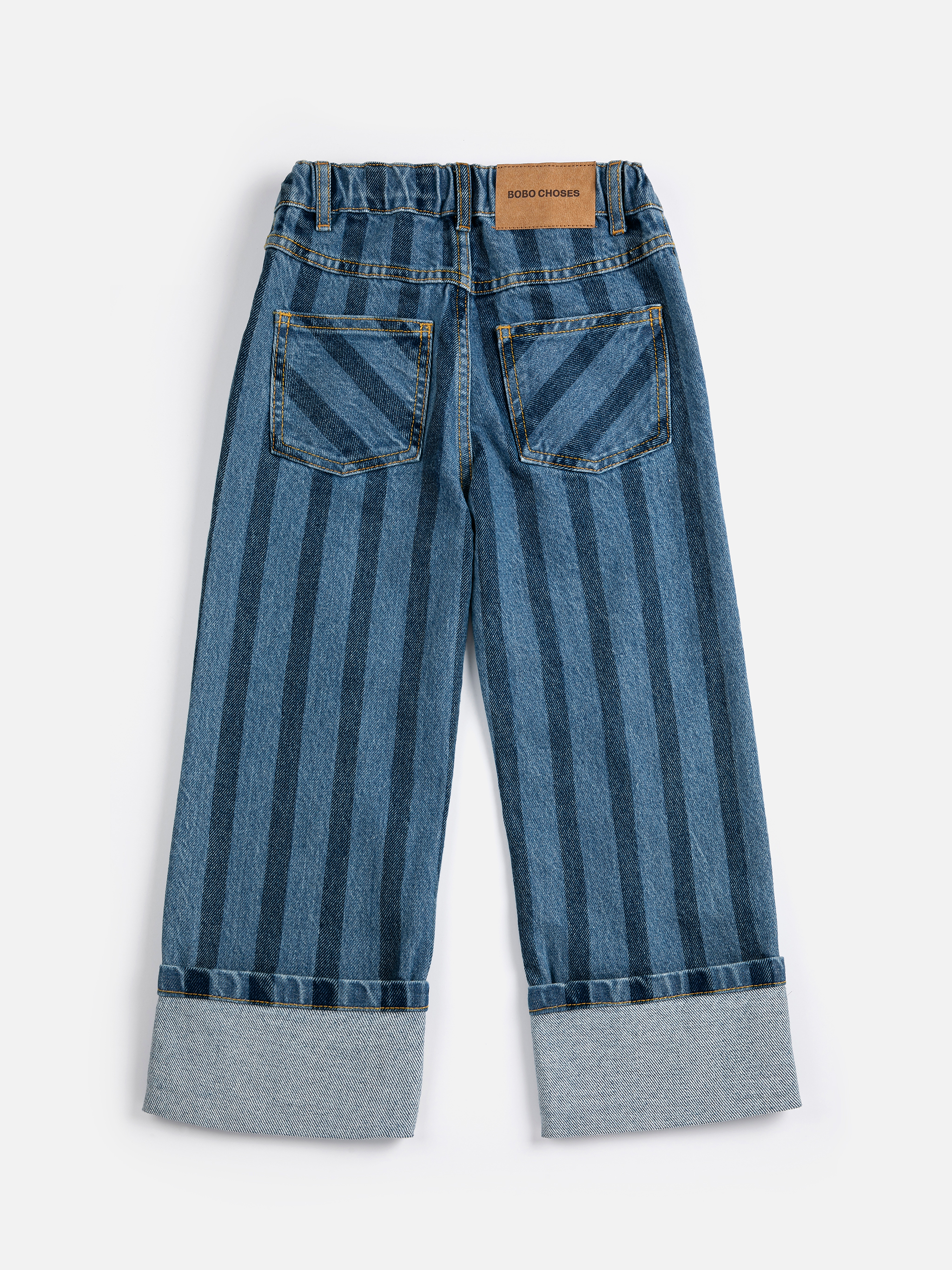 PICKLES THE DOG STRIPED DENIM PANTS